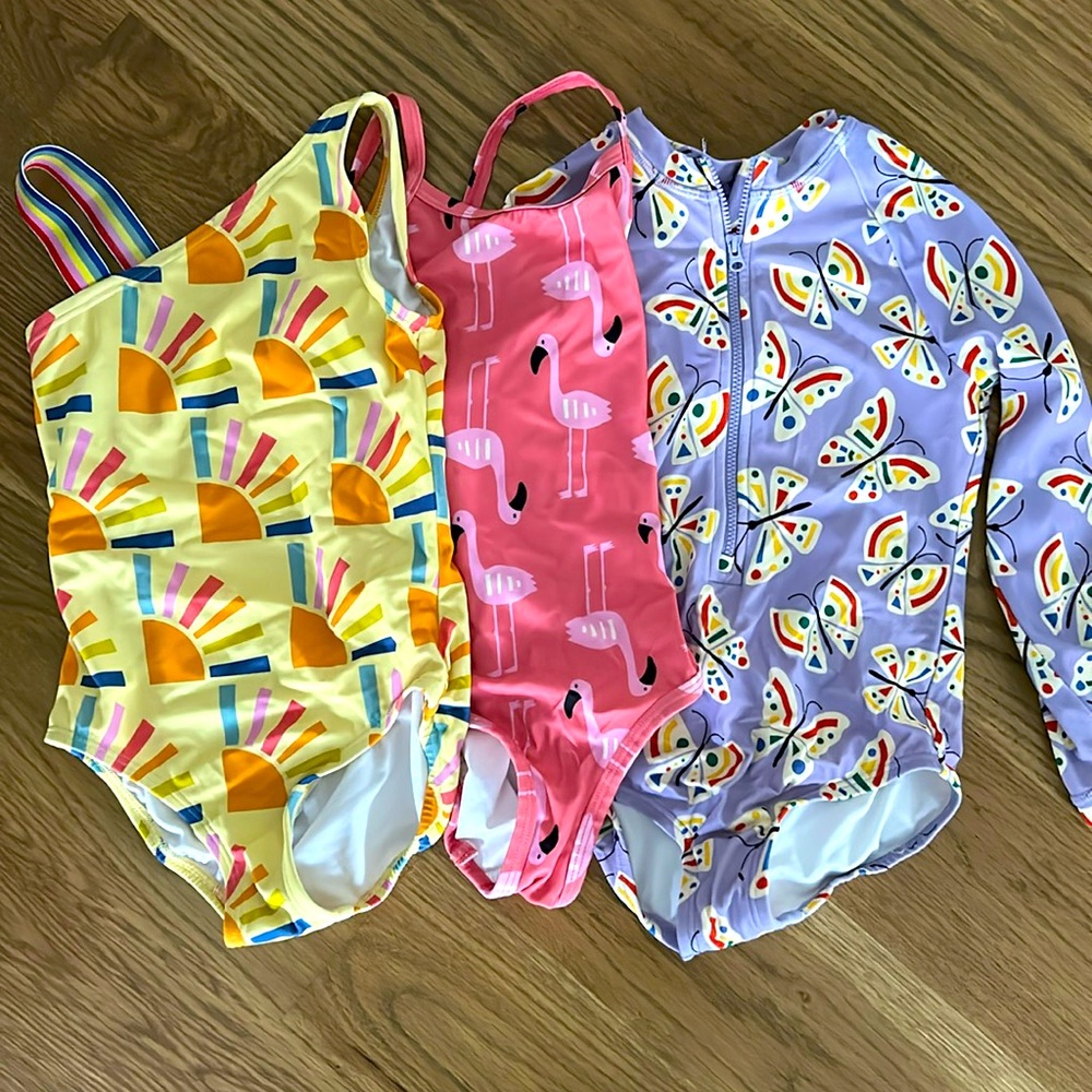 Bundle of 3 Hanna Andersson girls bathing suits, size 5